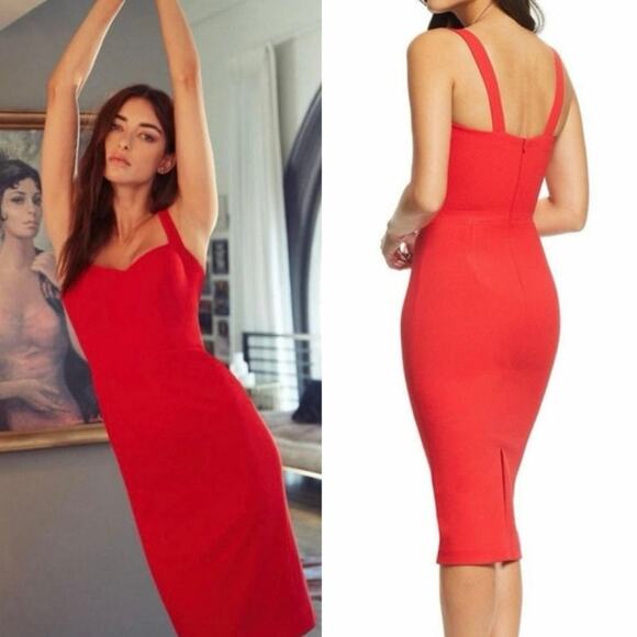 Dress The Population Nicole Sweetheart Sheath Dress In Garnet - Picture 1 of 7